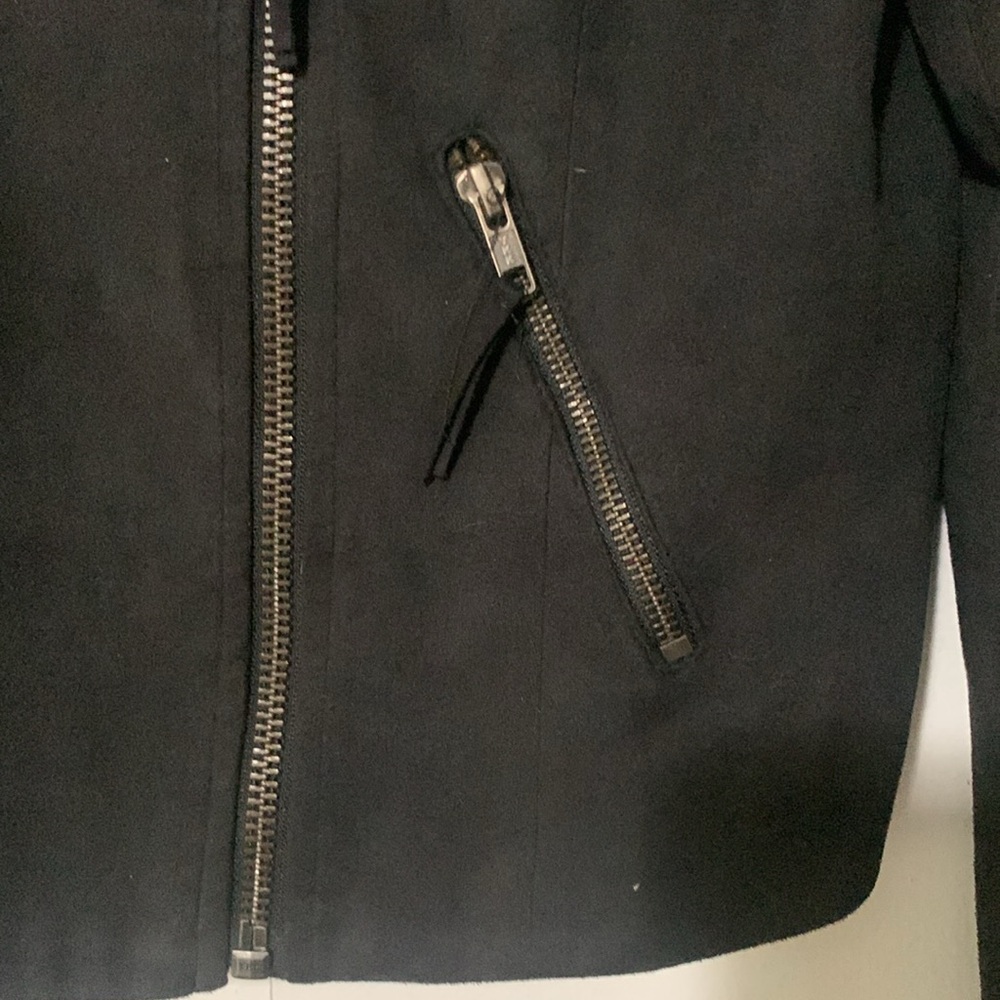 Mural Black Women’s Faux Leather Jacket with Fringe - Picture 3 of 13